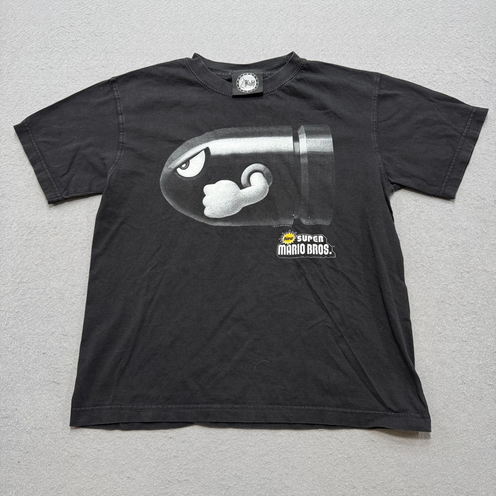 Y2K Super Mario Bros T-Shirt Men's Large Black Bullet Bill Nintendo Promo 2009